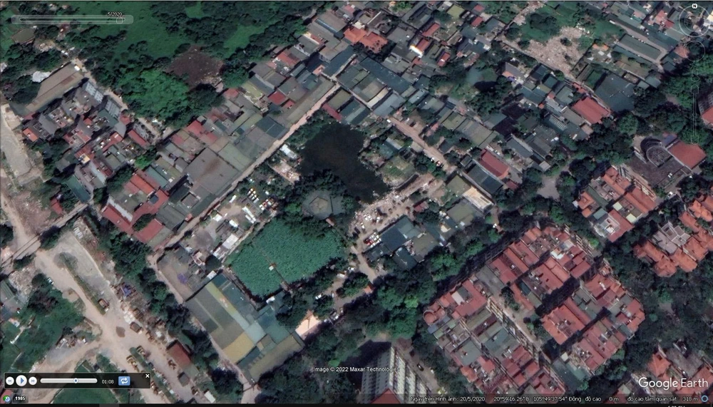 Hiện trạng Đầm Bông hồi tháng 5-2020. Ảnh chụp bản đồ vệ tinh Google Earth