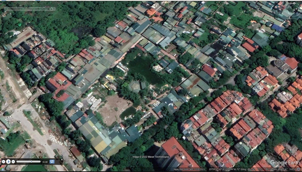 Hiện trạng Đầm Bông hồi tháng 8-2021 (Ảnh chụp bản đồ vệ tinh Google Earth)