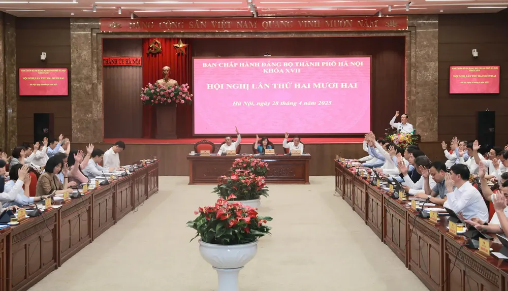 Hội nghị Ban Chấp hành Đảng bộ TP Hà Nội lần thứ 22 diễn ra chiều nay 28-4. thanh-uy-ha-noi.jpg