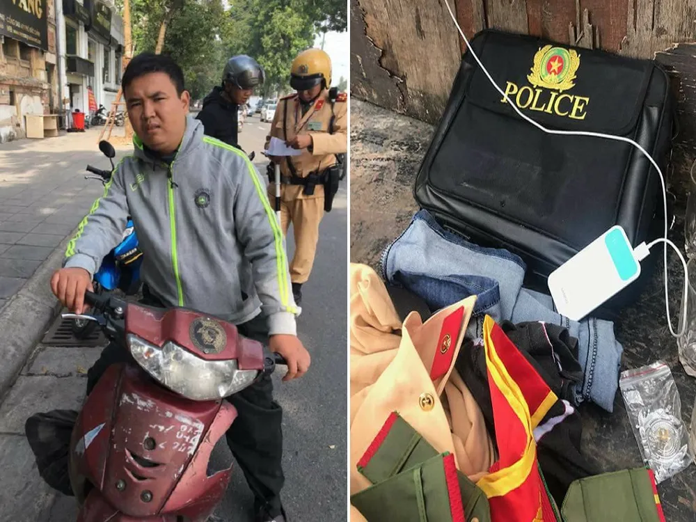 Nam thanh niên cùng số quần áo tại thời điểm bị dừng xe