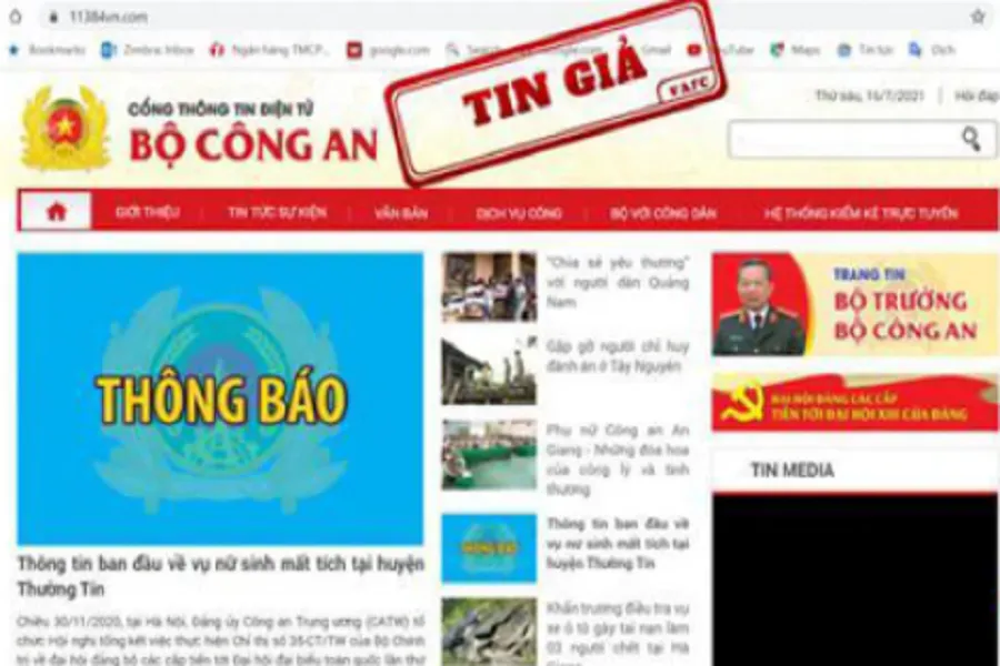 Cảnh báo hoạt động giả mạo website của Bộ Công để lừa đảo, chiếm đoạt tài sản. Ảnh: CA Cảnh báo hoạt động giả mạo website của Bộ Công để lừa đảo, chiếm đoạt tài sản. Ảnh: CA