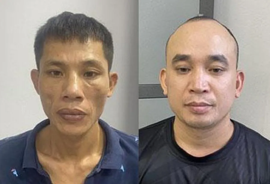 Hai nghi phạm tại cơ quan công an. Ảnh: CA