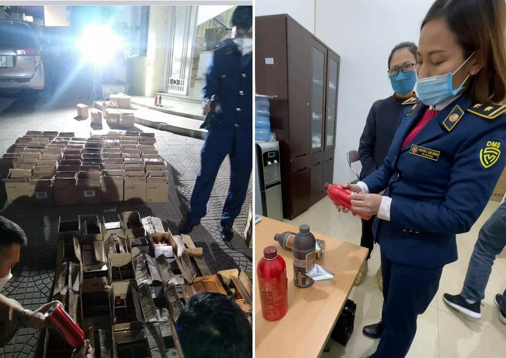 Lực lượng chức năng phát hiện, thu giữ lô sữa tắm giả. Ảnh: UYÊN TRANG