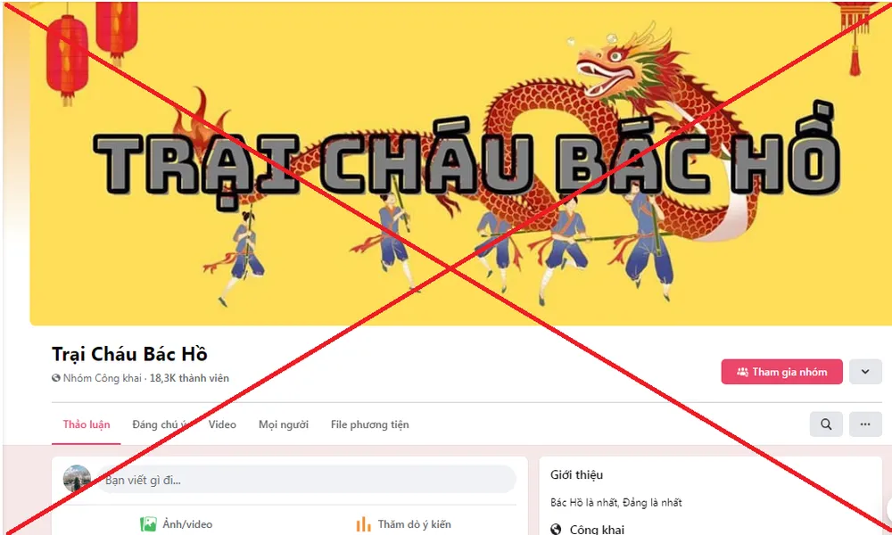 Công an cảnh báo Fanpage “Trại Cháu Bác Hồ” phản động, chống phá nhà nước. Ảnh: CACC Công an cảnh báo Fanpage “Trại Cháu Bác Hồ” phản động, chống phá nhà nước. Ảnh: CACC
