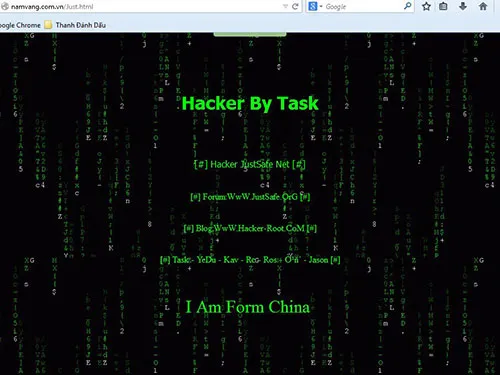 Một số trang mạng Việt Nam bị hacker Trung Quốc tấn công và để lại lời nhắn Một số trang mạng Việt Nam bị hacker Trung Quốc tấn công và để lại lời nhắn