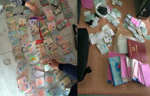 Cả nghìn thẻ sinh viên, bằng đại học được cảnh sát thu giữ tại hai cơ sở cho vay cầm đồ của Công ty Saigon.net. Ảnh:C.A. AB-7755-1415844190.jpg