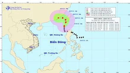 Dự báo đường đi và khu vực ảnh hưởng của bão số 2. Ảnh: Trung tâm Dự báo khí tượng thủy văn TƯ.