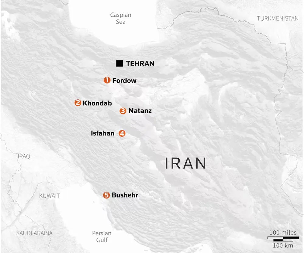 5 cơ sở hạt nhân chính của Iran. Ảnh: REUTERS Cuộc chiến Israel-Iran_5 cơ sở hạt nhân chính của Iran.jpg