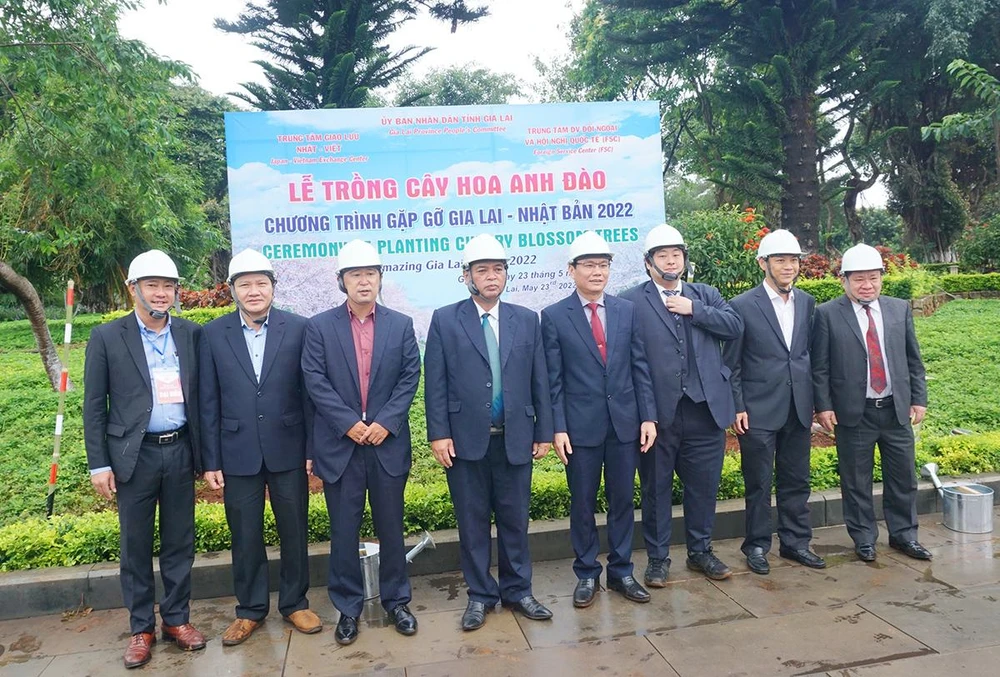 Lãnh đạo tỉnh Gia Lai, TP Pleiku và Nhật Bản chụp ảnh lưu niệm.