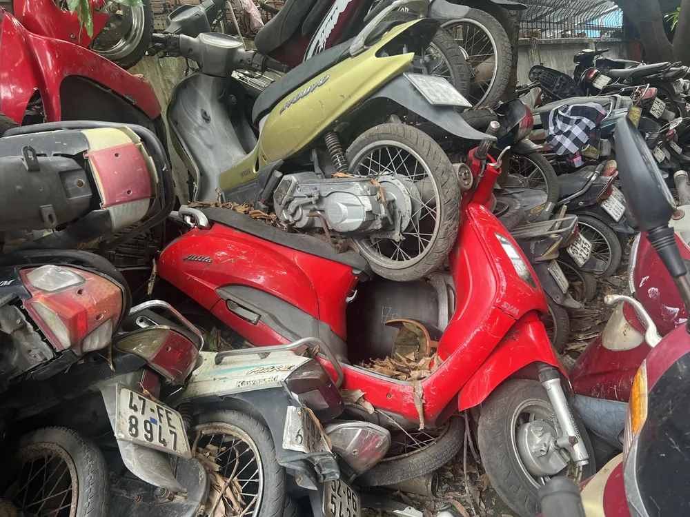 Trong số xe bỏ lại tại nhà xe của BXMĐ cũ, có cả các dòng xe xịn như Atila, Nouvo, SH... Ảnh Đào Trang Trong số xe bỏ lại tại nhà xe của BXMĐ cũ, có cả các dòng xe xịn như Atila, Nouvo, SH... Ảnh Đào Trang