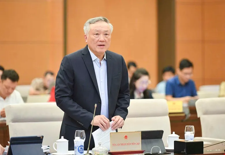 Chánh án TAND Tối cao Nguyễn Hoà Bình. Ảnh: PHẠM THẮNG Chánh án Nguyễn Hoà Bình: Roi vọt, trại giam sẽ làm các cháu trở nên chai sạn với hình phạt