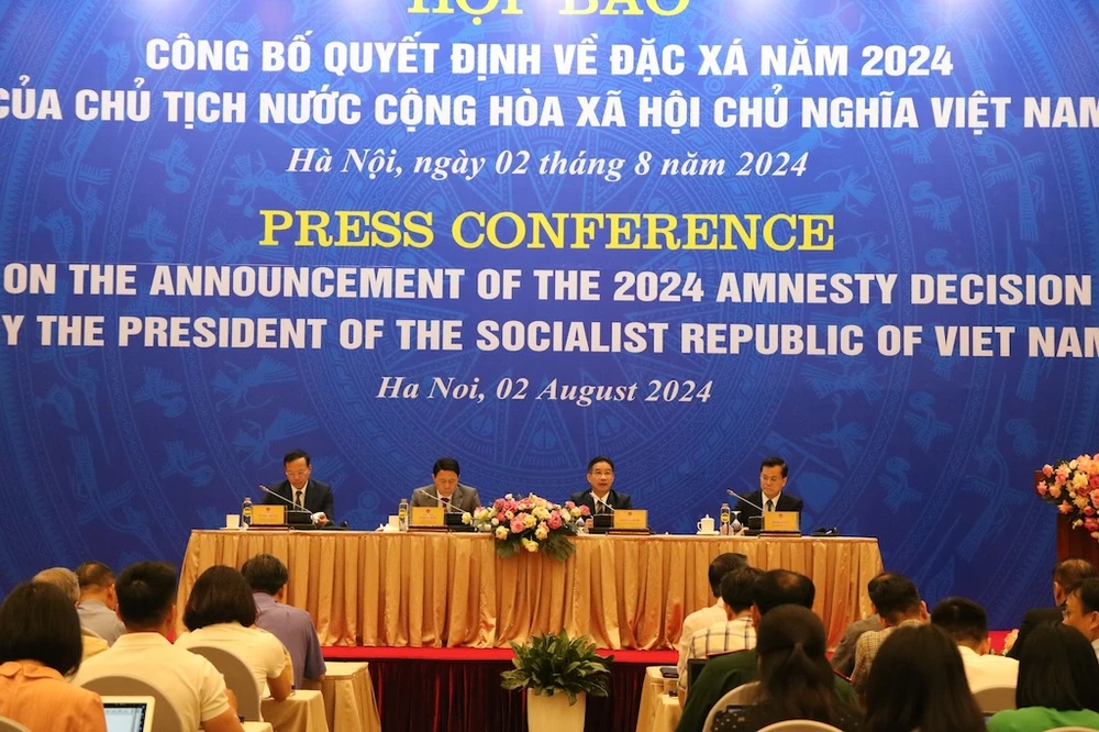 Văn phòng Chủ tịch nước tổ chức họp báo công bố quyết định về đặc xá năm 2024 của Chủ tịch nước CHXHCN Việt Nam. Ảnh: XĐ dac-xa-nam-2024.JPG