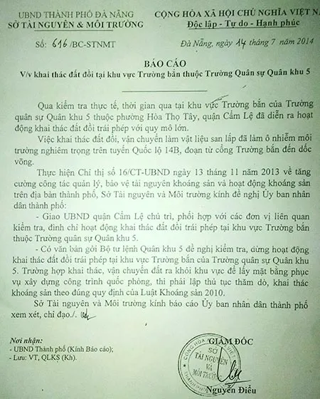 Xẻ núi trường bắn lấy đất trái phép? ảnh 2 Xẻ núi trường bắn lấy đất trái phép? ảnh 2