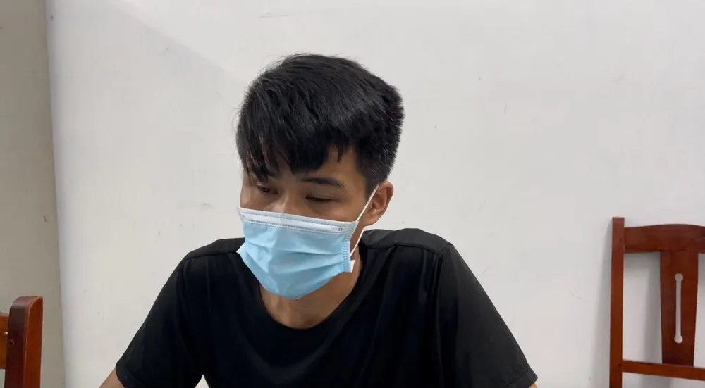 Nguyễn Thái Cường tại cơ quan công an. Ảnh: CA Nguyễn Thái Cường tại cơ quan công an. Ảnh: CA