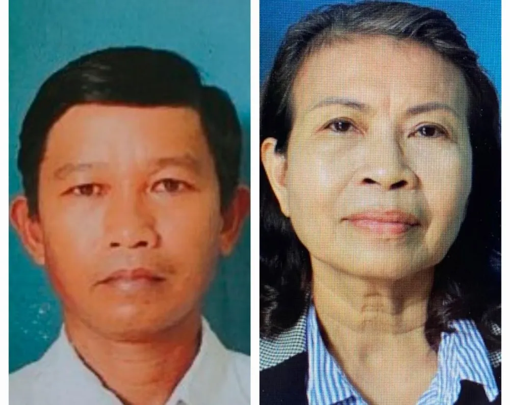 Bị can Dương Văn Năm (trái) và bị can Trần Thị Tích Đức (phải). Ảnh: TN