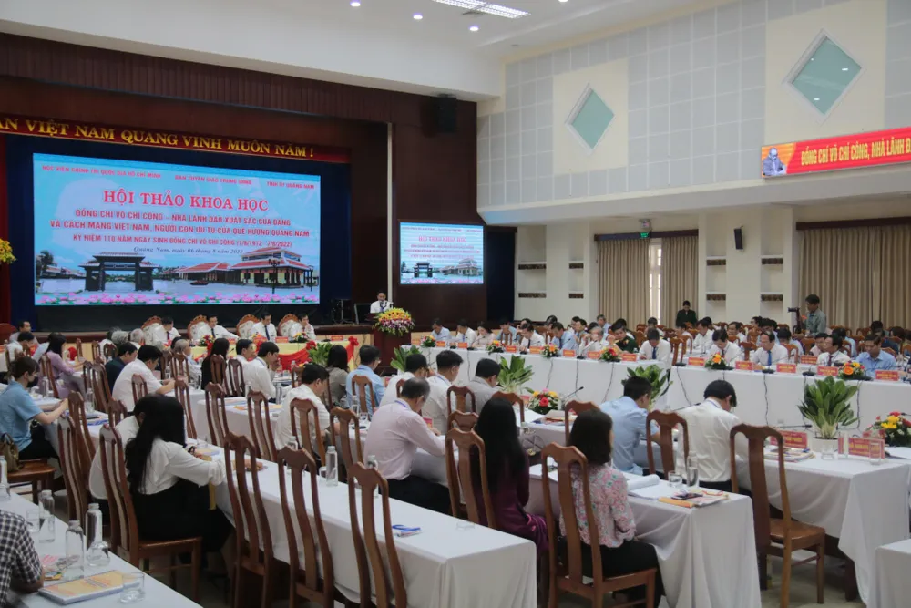 Quang cảnh buổi hội thảo &quot;Đồng chí Võ Chí Công – Nhà lãnh đạo xuất sắc của Đảng và Cách mạng Việt Nam, người con ưu tú của quê hương Quảng Nam”. Ảnh: TN