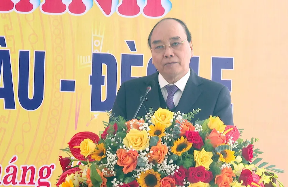 Chủ tịch nước Nguyễn Xuân Phúc phát biểu tại buổi lễ. Ảnh: TN