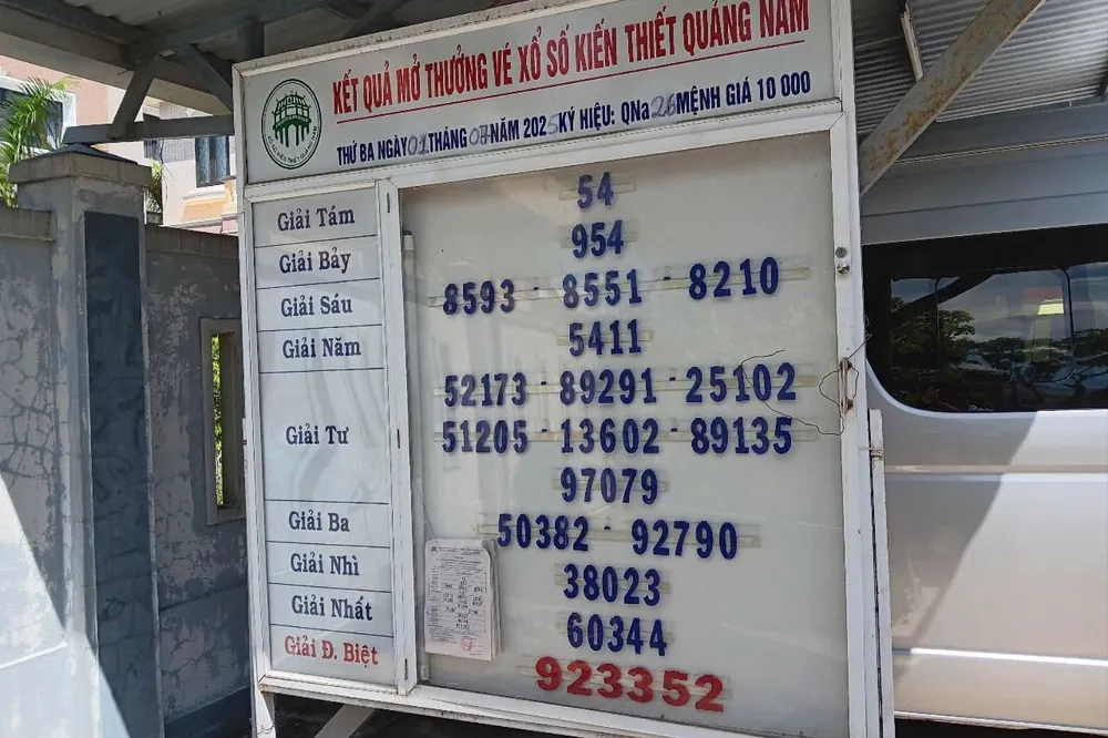 Bảng kết quả xổ số công khai tại Công ty TNHH MTV XSKT Quảng Nam giải đặc biệt là 923352. ket-qua-xo-so-quang-nam-co-2-giai-dac-biet-2.jpeg