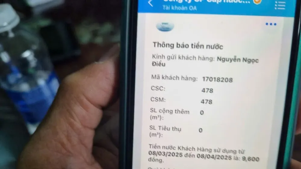 Tháng 3 đến tháng 4-2025, ông Điểu không có nước máy dùng. Ảnh: T.T nước sinh hoạt 2.jpg