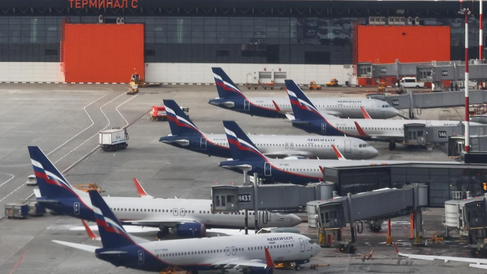 Các máy bay của hãng hàng không Nga Aeroflot tại sân bay quốc tế Sheremetyevo, Moscow. Ảnh: TASS