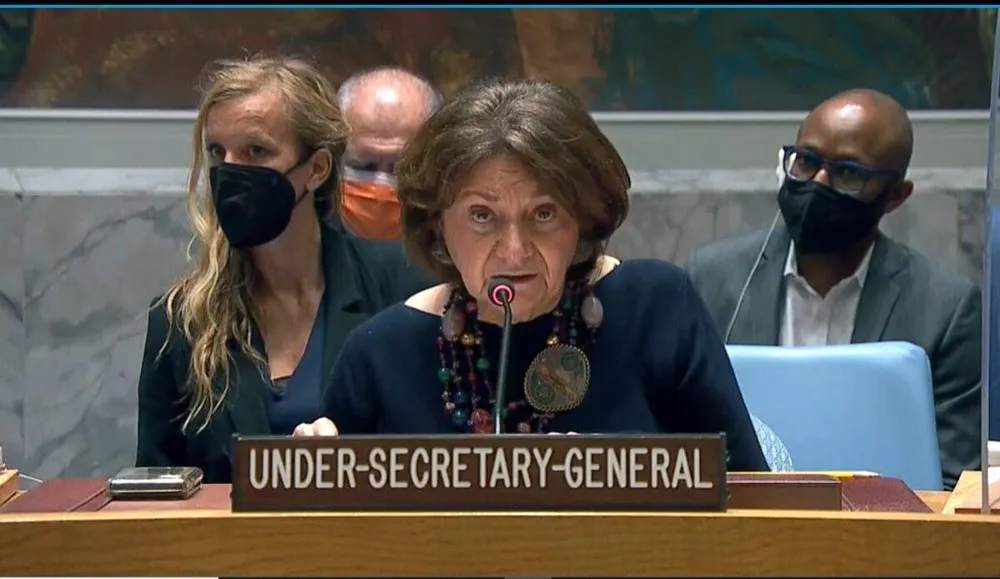 Bà Rosemary DiCarlo - Phó Tổng thư ký LHQ phụ trách các vấn đề chính trị trong một cuộc họp. Ảnh: UNMISSIONS.ORG Bà Rosemary DiCarlo - Phó Tổng thư ký LHQ phụ trách các vấn đề chính trị trong một cuộc họp. Ảnh: UNMISSIONS.ORG