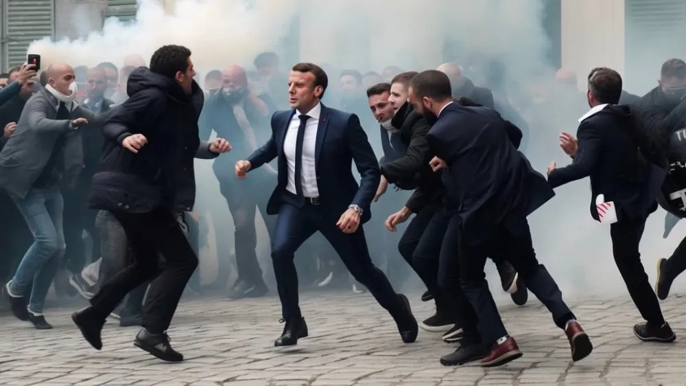 Ảnh deepfake về Tổng thống Pháp Emmanuel Macron. Ảnh: BLOOMBERG