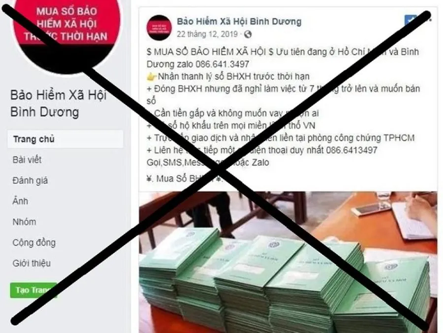 Thời gian qua một số người lên mạng đăng thông tin gom sổ BHXH. Ảnh: V.LONG