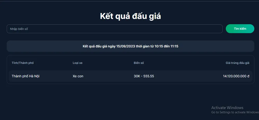 Biển số trúng đấu giá cuối cùng trong sáng nay. Ảnh: V.LONG ket-qua-dau-gia-xe.png