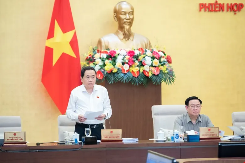 Phó Chủ tịch Thường trực Quốc hội Trần Thanh Mẫn phát biểu tại cuộc họp. Ảnh: T.THẮNG quoc-hoi.jpg