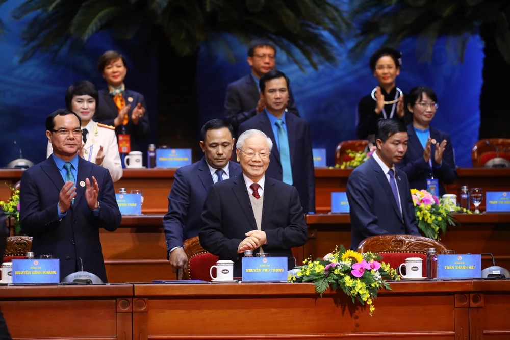 Tổng Bí thư Nguyễn Phú Trọng: Công đoàn phải trả lời 'vào công đoàn để làm gì và có quyền lợi gì?' ảnh 2 Tổng Bí thư Nguyễn Phú Trọng đến dự Đại hội Công đoàn.