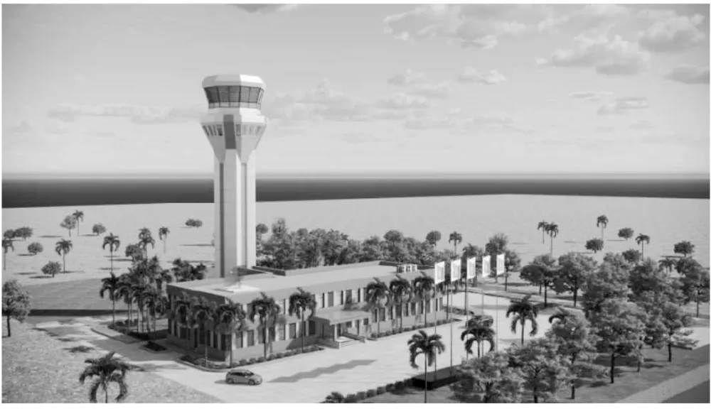 Phối cảnh đài kiểm soát không lưu sân bay Đất Đỏ.