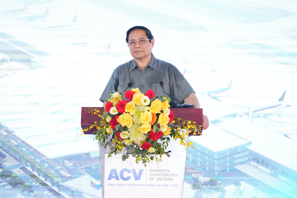 Mở rộng nhà ga T2 Nội Bài, sẵn sàng cho các chuyến bay thẳng đến Mỹ ảnh 1 Thủ tướng phát biểu tại lễ mở rộng nhà ga T2 Nội Bài. Ảnh: V.LONG