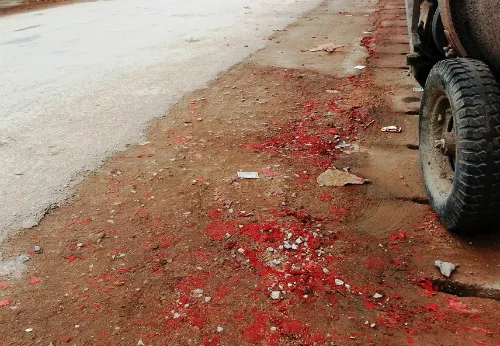 Nhiều ngõ phố tại phường Hải Yến, thuộc thị xã Quảng Yên, còn hồng nguyên xác pháo. Ảnh:Giang Chinh. anh-6-1-1292-1424577933.jpg