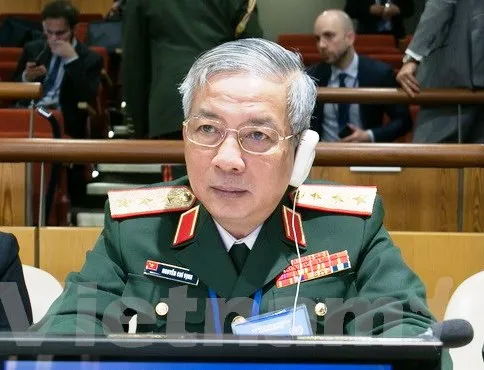 Thượng tướng Nguyễn Chí Vịnh phát biểu tại Hội nghị. Ảnh: TTXVN