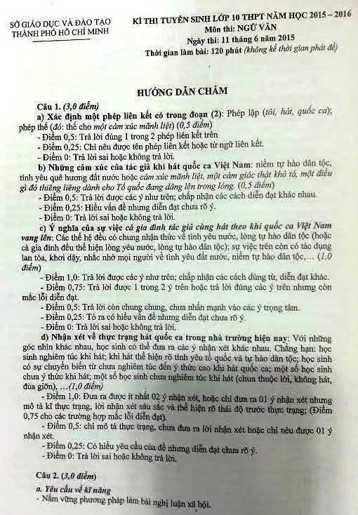 Công bố đáp án chính thức thi tuyển sinh lớp 10 tại TP.HCM ảnh 4