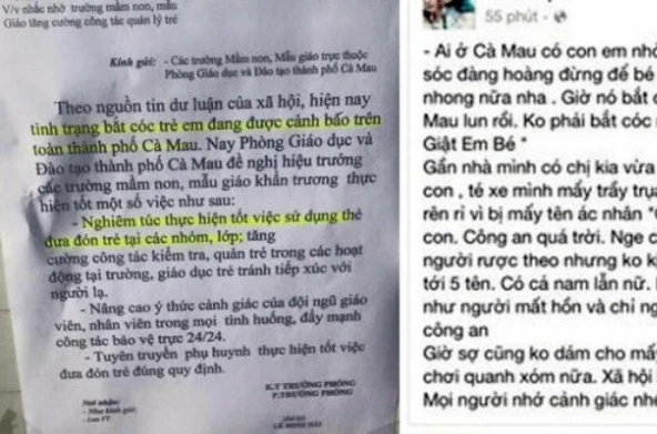 Rút 'cảnh báo tình trạng bắt cóc trẻ em trên toàn TP. Cà Mau' ảnh 1