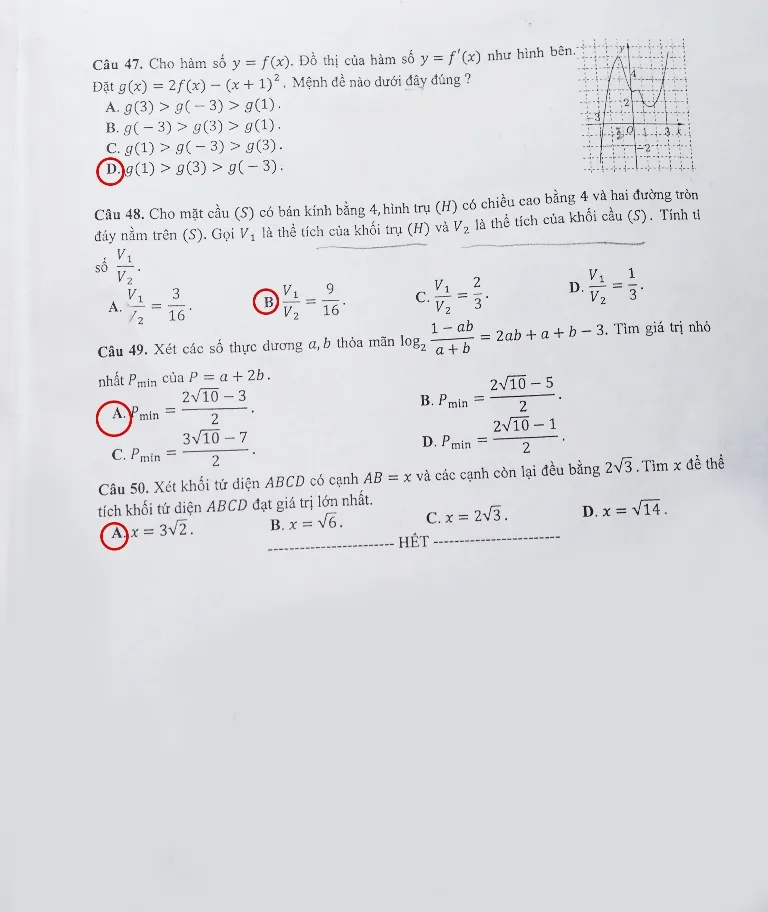Đề thi, bài giải gợi ý các mã đề môn Toán ảnh 14