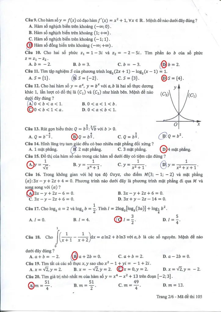 Đề thi, bài giải gợi ý các mã đề môn Toán ảnh 17