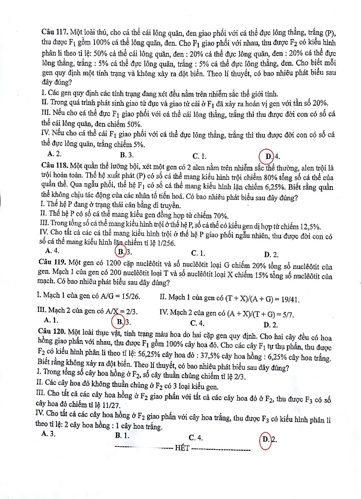 Đề thi, gợi ý bài giải môn Sinh học ảnh 9