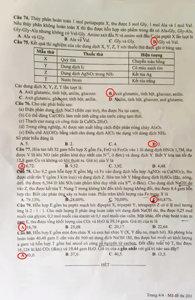 Đề thi, gợi ý bài giải các mã đề môn Hóa học ảnh 12