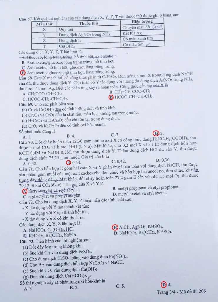 Đề thi, gợi ý bài giải các mã đề môn Hóa học ảnh 6