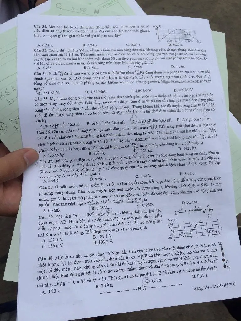 Đề thi, gợi ý bài giải môn Vật lý ảnh 5