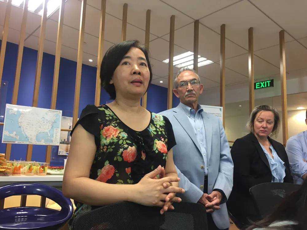 Bà Đàm Bích Thủy, Hiệu trưởng ĐH Fulbright Việt Nam công bố thông tin tuyển sinh khóa đầu tiên của trường tại Việt Nam. Ảnh: P.ĐIỀN