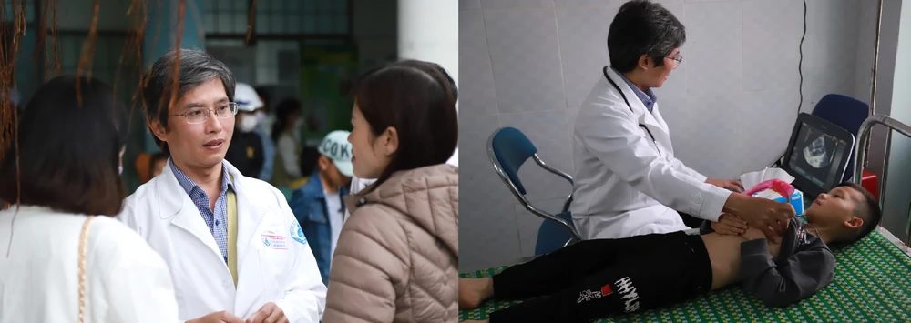 BS Đỗ Nguyên Tín trong một chuyến khám bệnh tầm soát trẻ em mắc bệnh tim bẩm sinh đề đem về TP.HCM can thiệp miễn phí ở Phú Yên mới đây.