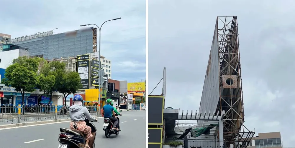Một bảng quảng cáo trên đường Hoàng Văn Thụ, quận Phú Nhuận đang trong tình trạng gỉ sét. Ảnh: TRẦN MINH Messenger_creation_c8b2a0db-358e-4008-bea3-72024ed7badf.jpeg