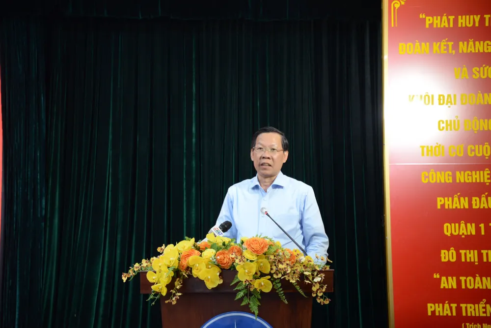 Chủ tịch UBND TP Phan Văn Mãi phát biểu tại hội nghị. Ảnh: THANH THÙY Chủ tịch UBND TP Phan Văn Mãi phát biểu tại hội nghị. Ảnh: THANH THÙY