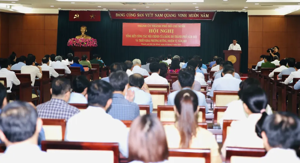 Hội nghị sáng 22-3. Ảnh: THANH TUYỀN Hội nghị sáng 22-3. Ảnh: THANH TUYỀN