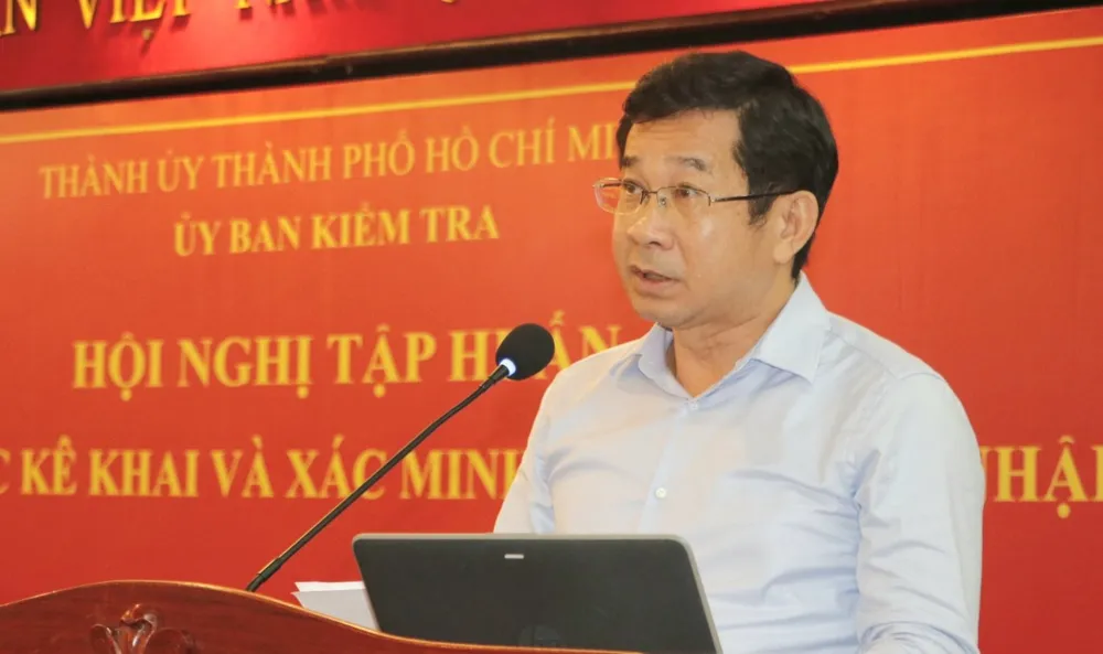 Chủ nhiệm UBKT Thành ủy TP.HCM Dương Ngọc Hải yêu cầu các cơ quan kiểm soát tài sản, thu nhập không xâm phạm quyền tài sản của người có nghĩa vụ kê khai. Ảnh: THANH THUỲ