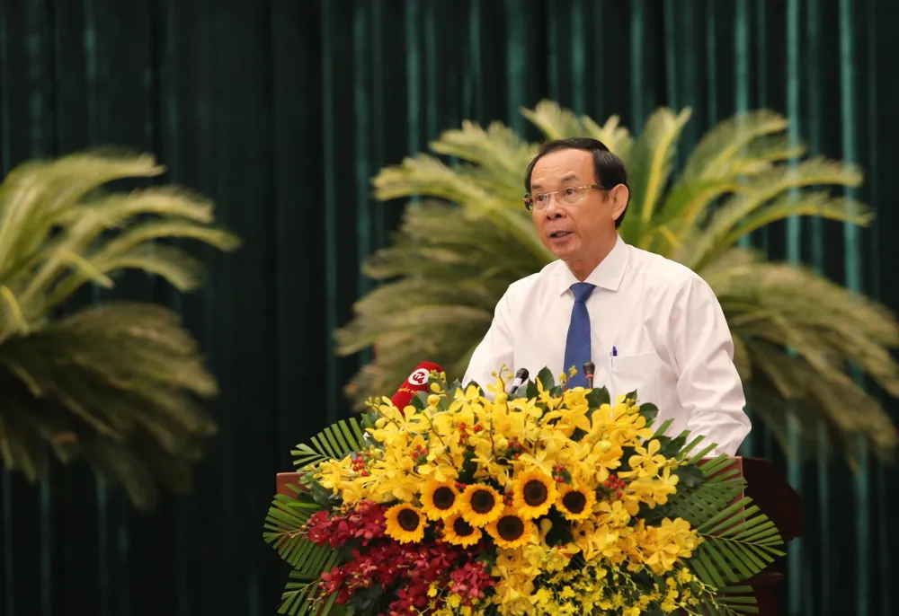 Bí thư Thành uỷ TP.HCM Nguyễn Văn Nên phát biểu chỉ đạo tại kỳ họp. Ảnh: HÀ THƯ Bi-thu-nguyen-van-nen-chi-dao-hop-HDND-TP-thang-9.jpg