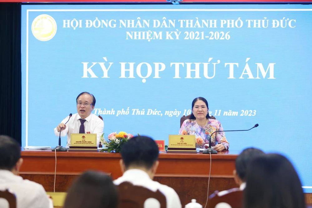 HĐND TP Thủ Đức, nhiệm kỳ 2021-2026 tổ chức kỳ họp thứ tám. Ảnh: THANH TUYỀN TP-Thu-duc-hop-to-chuc-bo-may-Nghi-quyet-98 (2).jpg